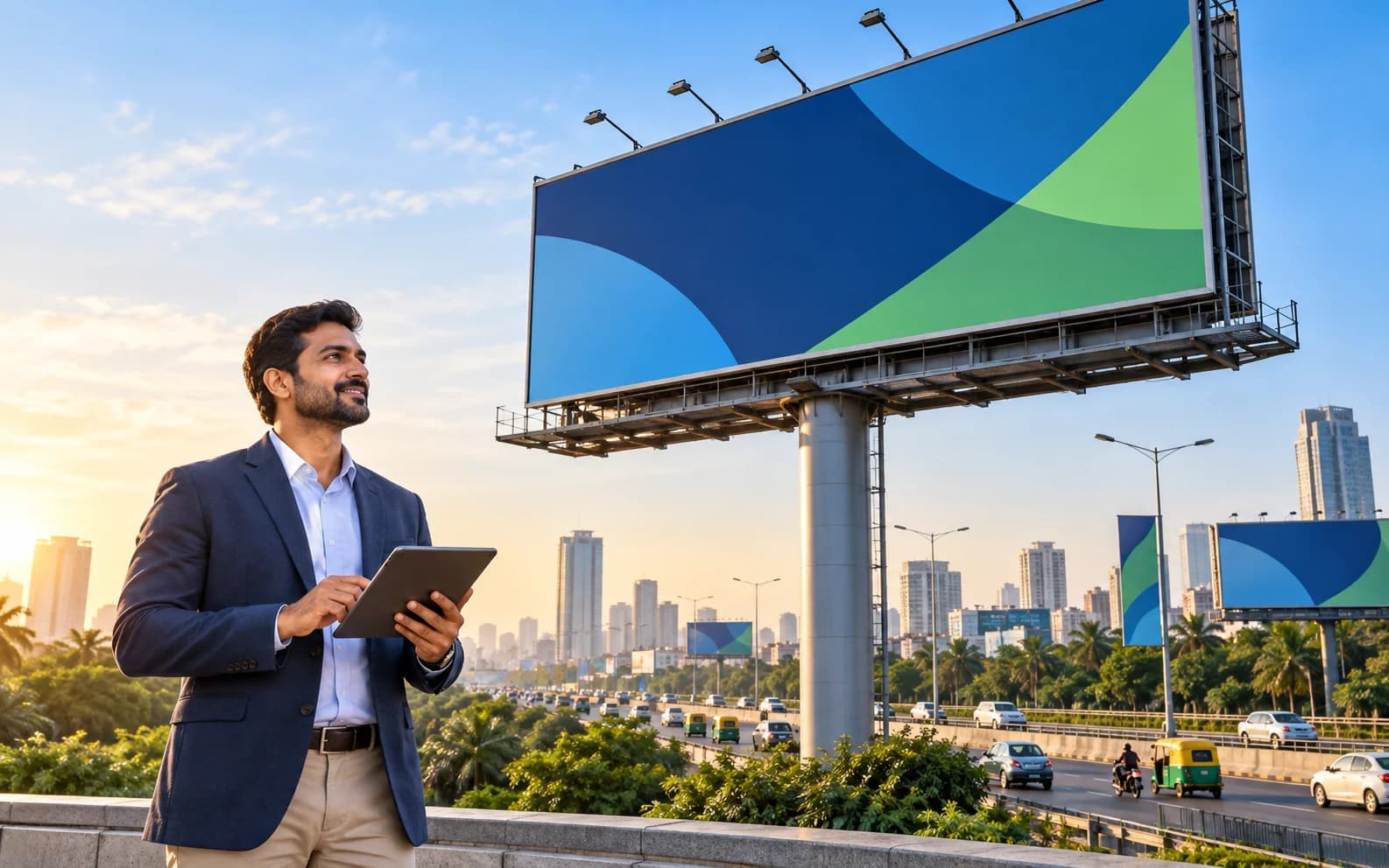 Media owner reviewing a premium outdoor billboard