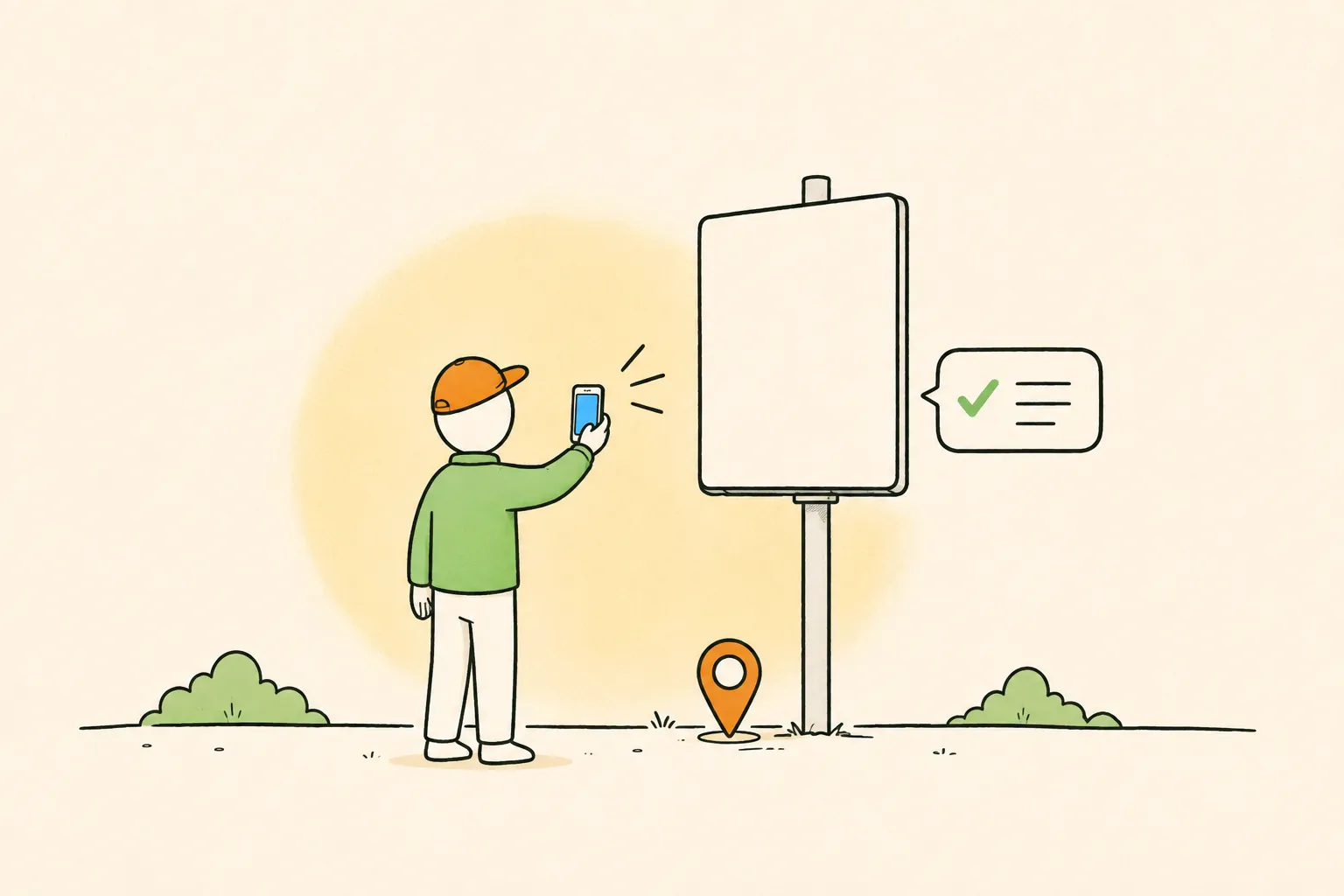 Illustration of a field installer capturing campaign proof